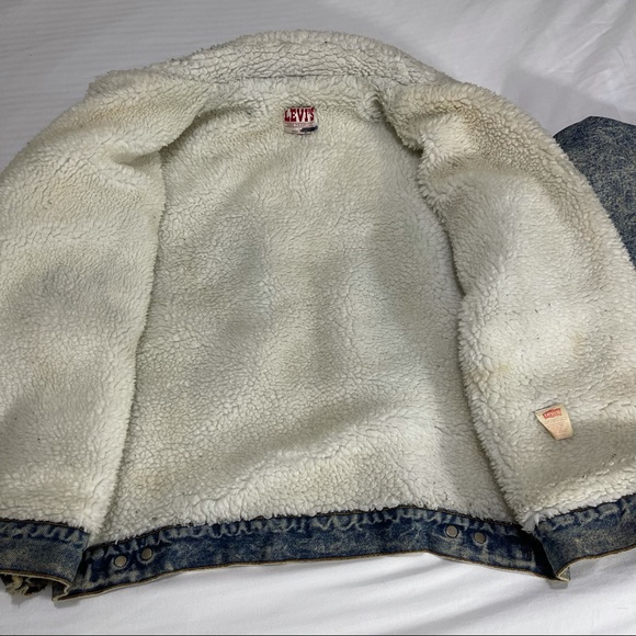 Vintage Levis Trucker Sherpa Acid Wash Jacket Lg - Picture 7 of 7